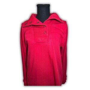 Soft Surroundings Pullover Red Snap Button Collar Size Large